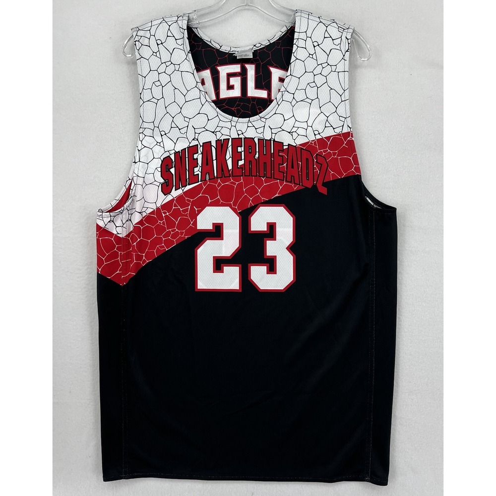 Sneakerheadz Custom Alleson Reversible Basketball Jersey Size L Black Red